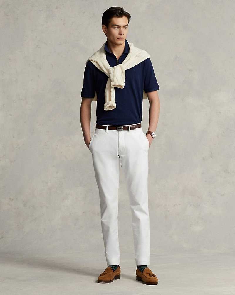 Camisa Polo Ralph Lauren Custom Slim Fit Stretch Mesh Hombre Azul Marino | KMZVTBA-50 - vista 3