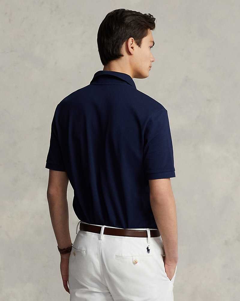 Camisa Polo Ralph Lauren Custom Slim Fit Stretch Mesh Hombre Azul Marino | KMZVTBA-50 - vista 4