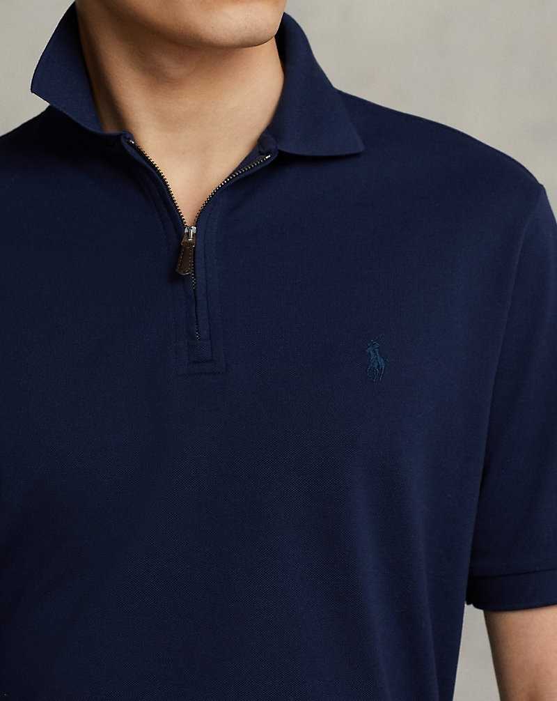 Camisa Polo Ralph Lauren Custom Slim Fit Stretch Mesh Hombre Azul Marino | KMZVTBA-50 - vista 5