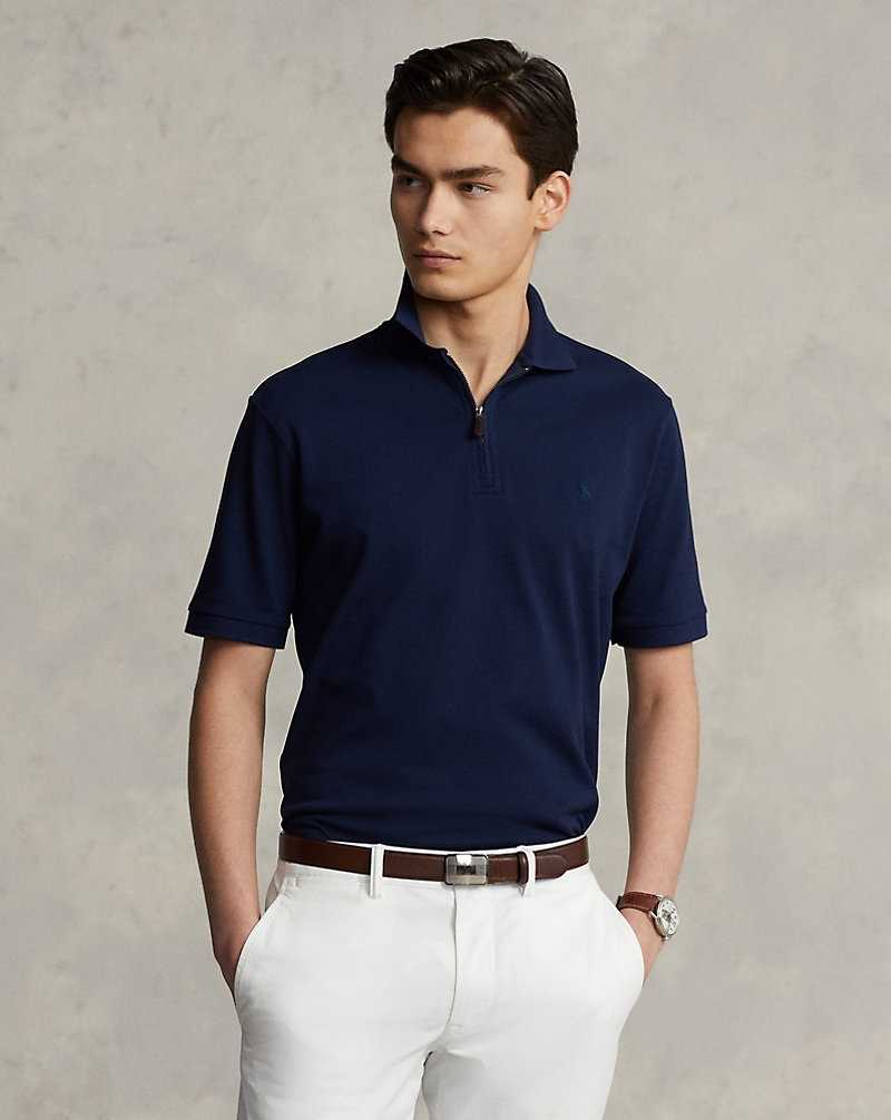Camisa Polo Ralph Lauren Custom Slim Fit Stretch Mesh Hombre Azul Marino | KMZVTBA-50 - vista 1