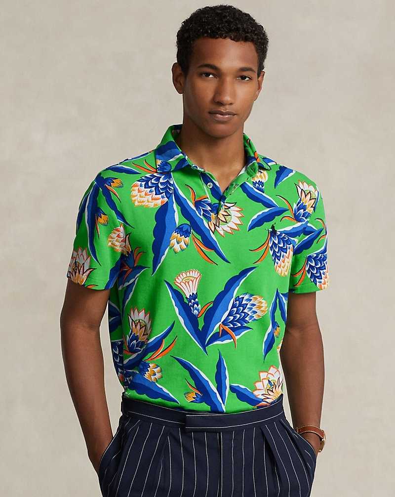 Camisa Polo Ralph Lauren Custom Slim Fit Floral Spa Terry Hombre Bonheur Floral/Green | UPXKFJE-91 - vista 1