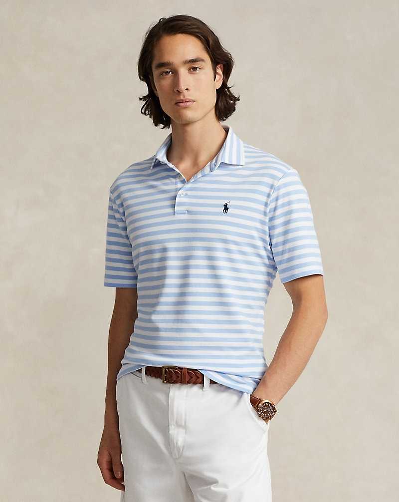 Camisa Polo Ralph Lauren Custom Slim Fit Soft Cotton Hombre Austin Blue/White | HTOYRQL-21 - vista 3