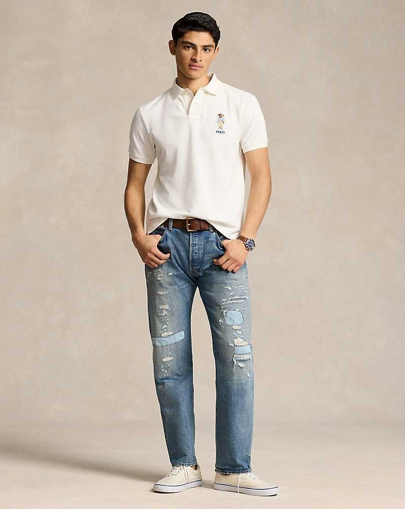 Camisa Polo Ralph Lauren Custom Slim Fit Bear Hombre Pf24 Deckwsh Wht Hmgwy Be | ZNGXJKV-60 - vista 3