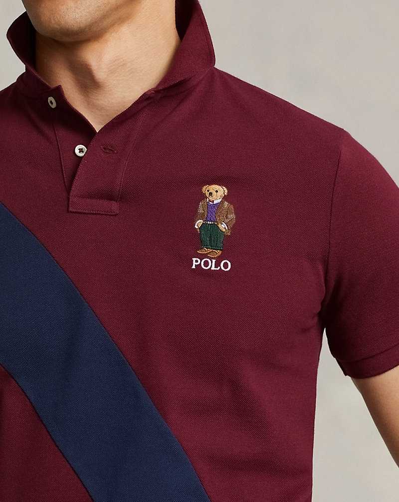 Camisa Polo Ralph Lauren Custom Slim Fit Bear Hombre Classic Wine/Navy | CFMOTRS-49 - vista 5