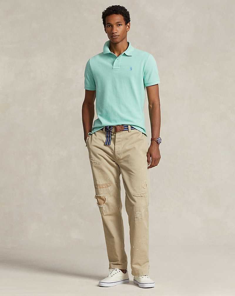 Camisa Polo Ralph Lauren Custom Slim Fit Mesh Hombre Celadon | CHEKGAI-27 - vista 3