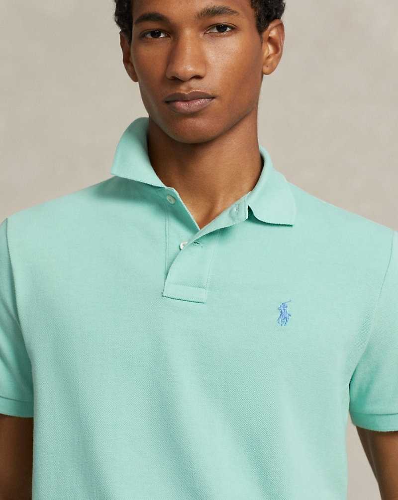 Camisa Polo Ralph Lauren Custom Slim Fit Mesh Hombre Celadon | CHEKGAI-27 - vista 5