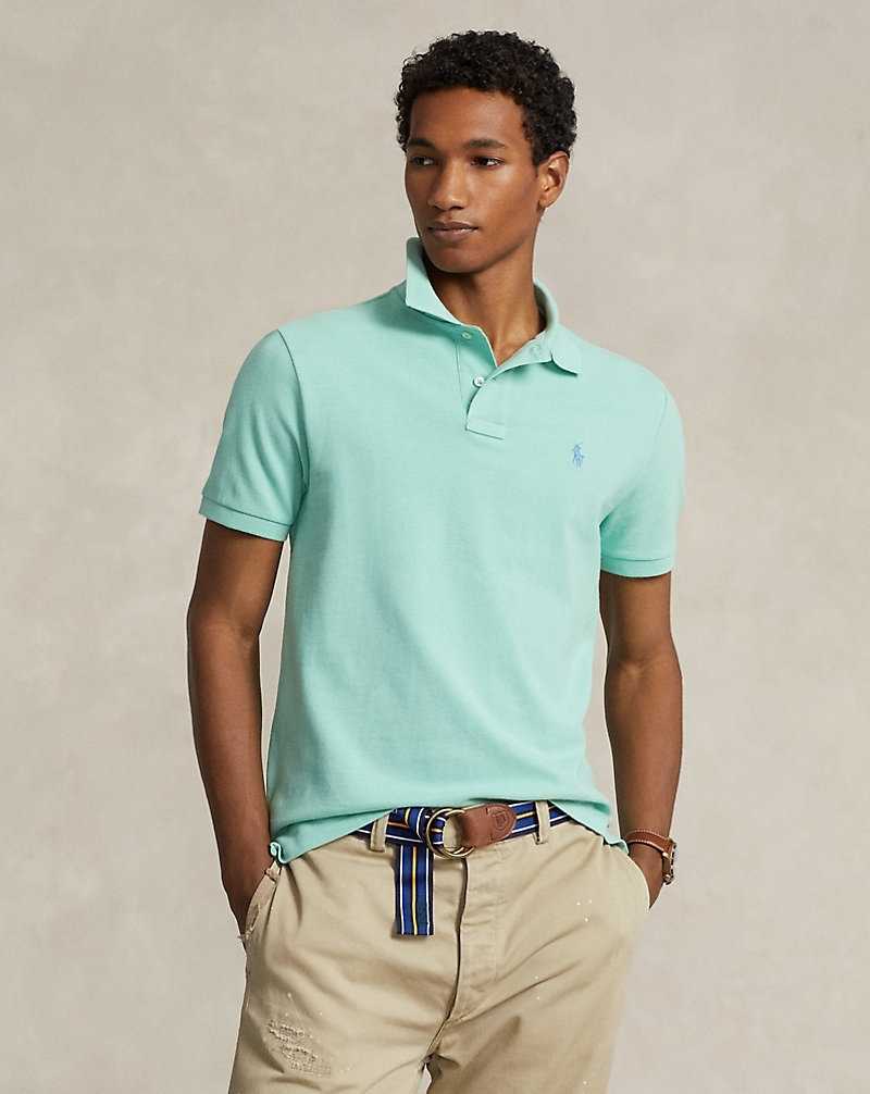 Camisa Polo Ralph Lauren Custom Slim Fit Mesh Hombre Celadon | CHEKGAI-27 - vista 1