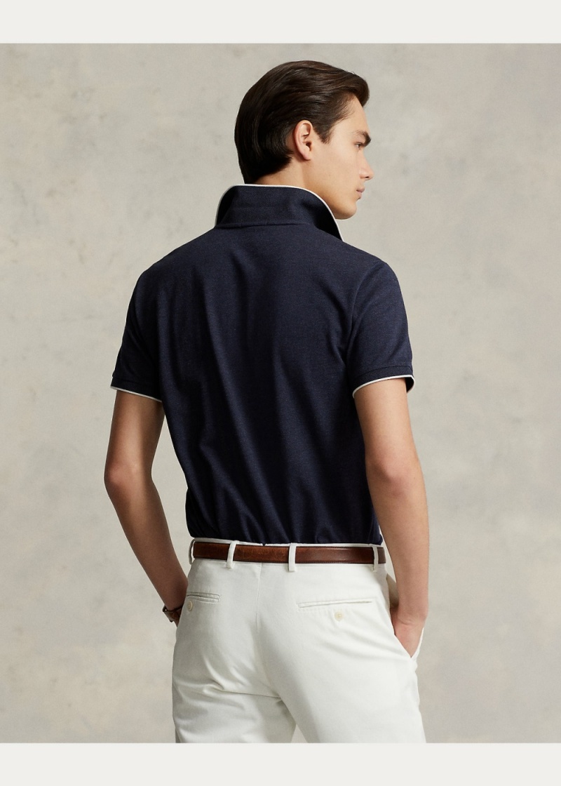Camisa Polo Custom Slim Fit Textured Mesh Hombre Negros | QGMC52140 - vista 3