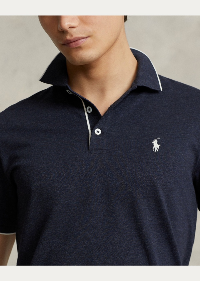 Camisa Polo Custom Slim Fit Textured Mesh Hombre Negros | QGMC52140 - vista 4