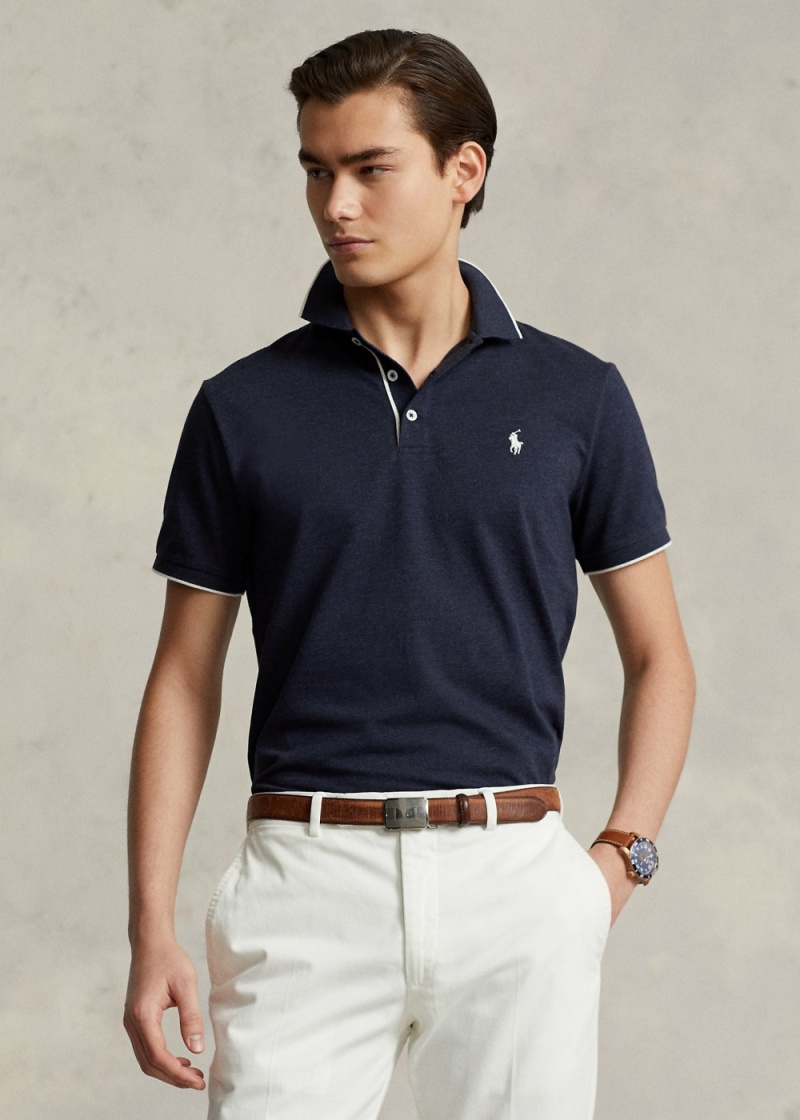 Camisa Polo Custom Slim Fit Textured Mesh Hombre Negros | QGMC52140 - vista 1