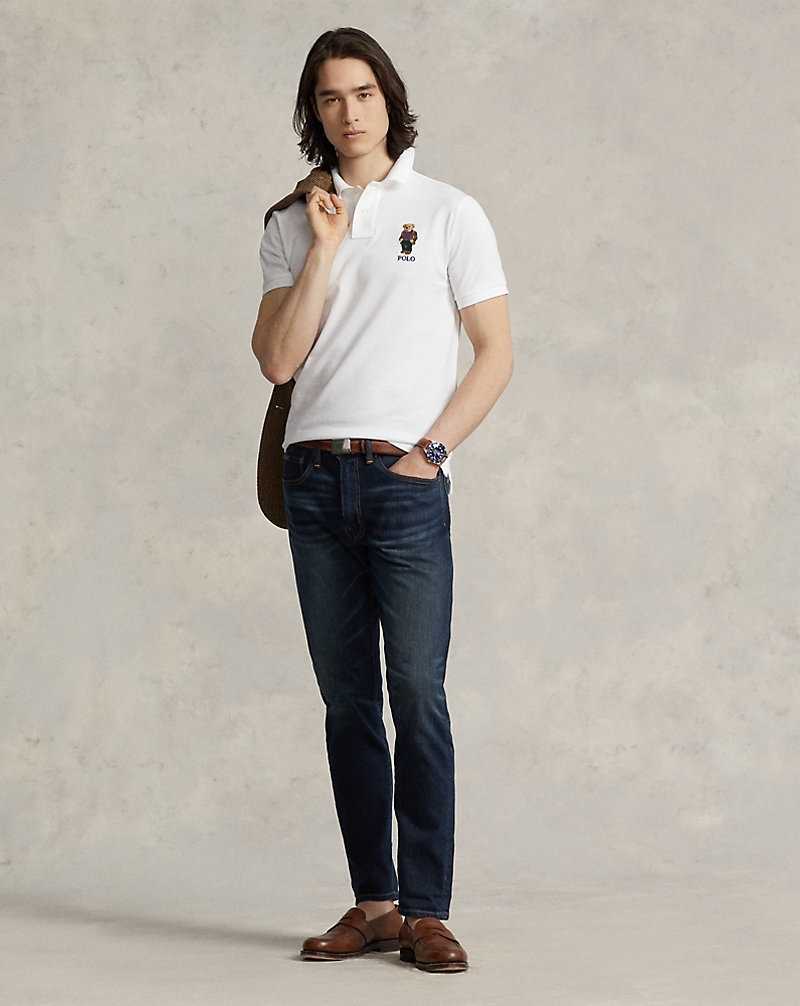 Camisa Polo Ralph Lauren Custom Slim Fit Bear Hombre Blancos | XDZIVKT-27 - vista 3