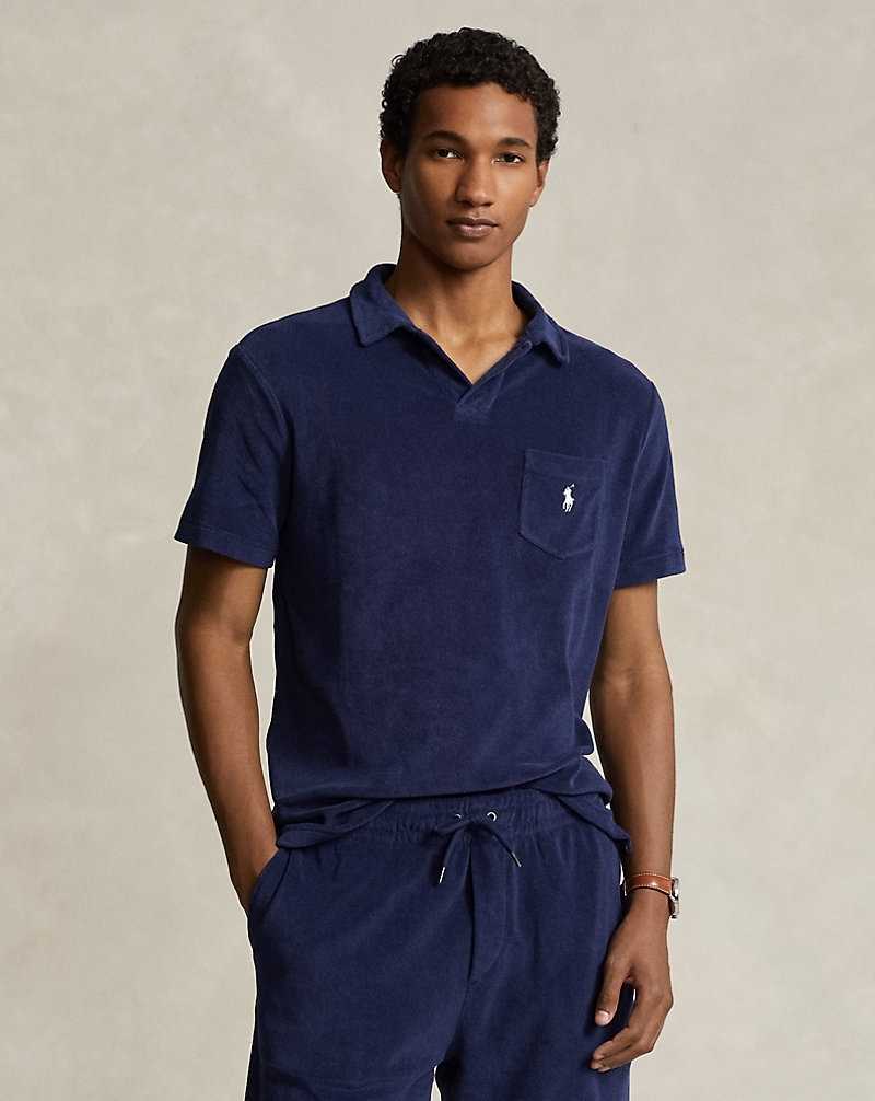 Camisa Polo Ralph Lauren Custom Slim Fit Terry Hombre Azul Marino | TYBSFCU-95 - vista 1