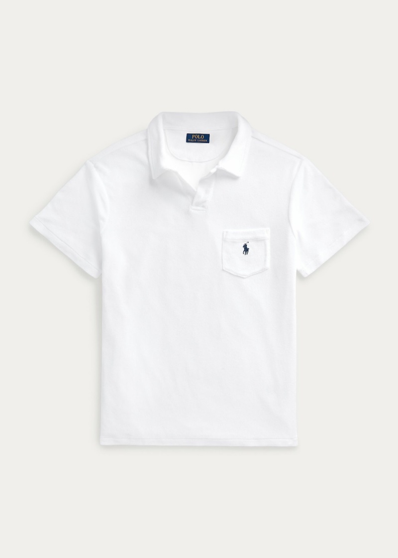 Camisa Polo Custom Slim Fit Terry Hombre Blancos | QEVS26789 - vista 2