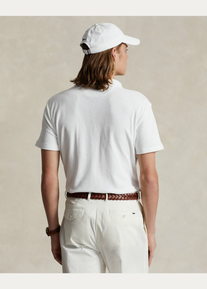 Camisa Polo Custom Slim Fit Terry Hombre Blancos | QEVS26789 - vista 3