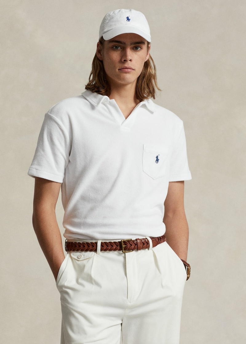 Camisa Polo Custom Slim Fit Terry Hombre Blancos | QEVS26789 - vista 1