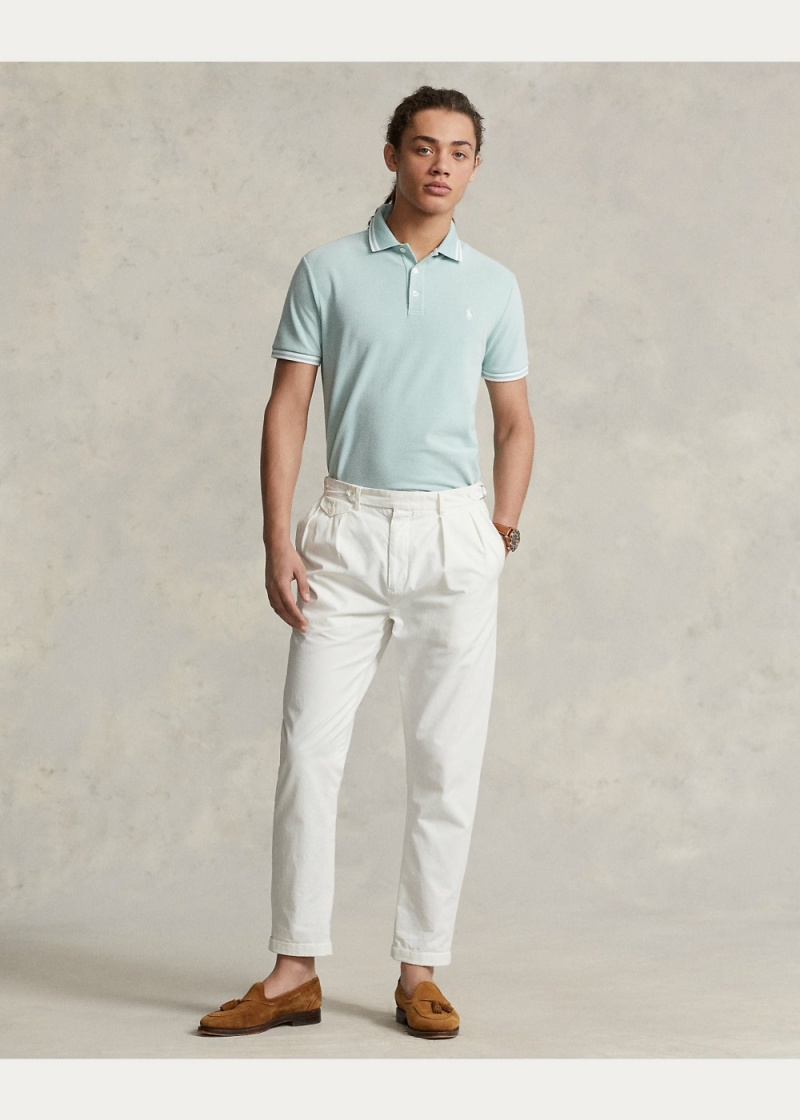 Camisa Polo Custom Slim Fit Stretch Mesh Hombre Blancos | YRGU84021 - vista 3