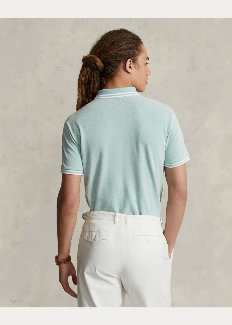 Camisa Polo Custom Slim Fit Stretch Mesh Hombre Blancos | YRGU84021 - vista 4