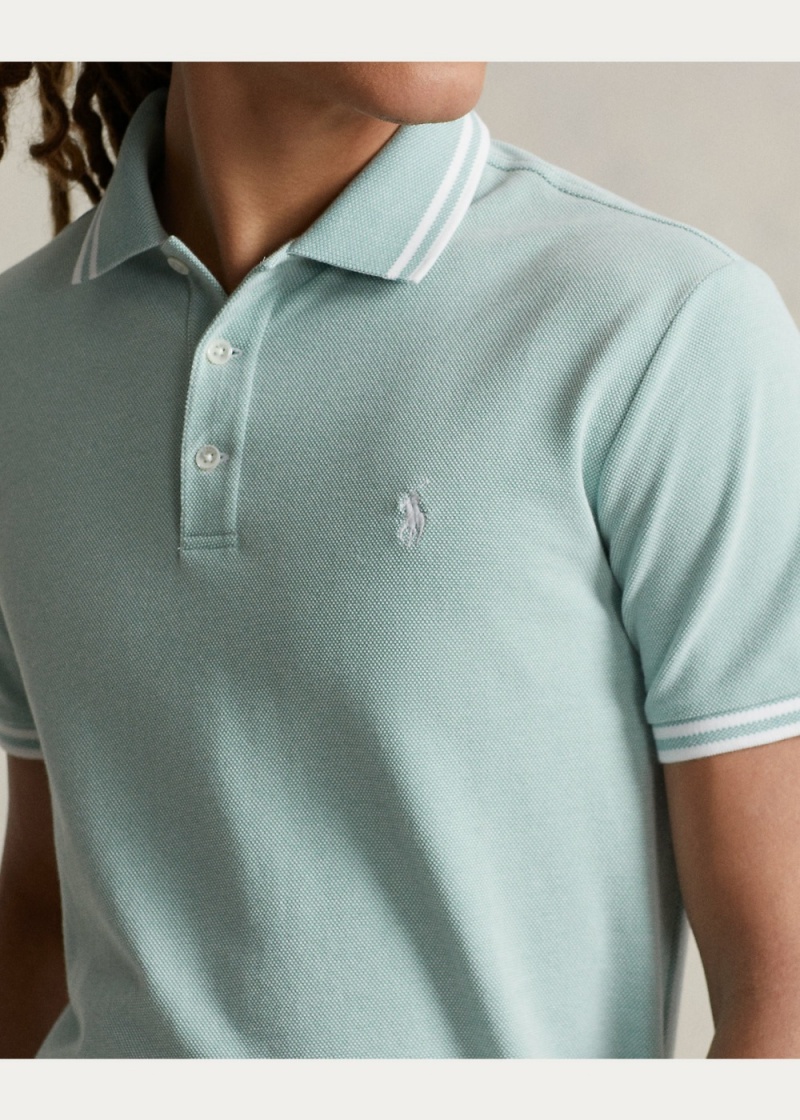 Camisa Polo Custom Slim Fit Stretch Mesh Hombre Blancos | YRGU84021 - vista 5