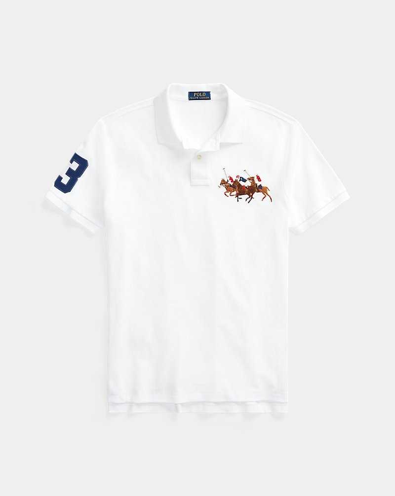 Camisa Polo Ralph Lauren Custom Slim Fit Triple-Pony Hombre Blancos | SRJPCUT-83 - vista 2