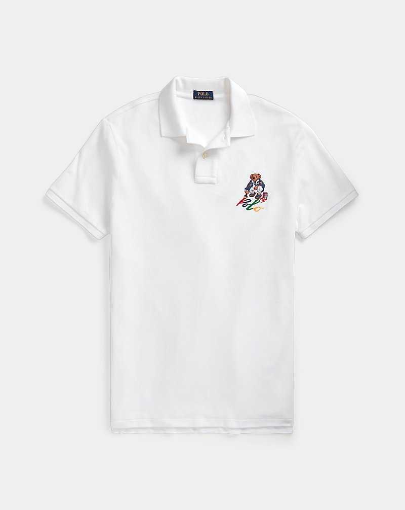 Camisa Polo Ralph Lauren Custom Slim Fit Bear Hombre Blancos | GXIAMZH-32 - vista 2