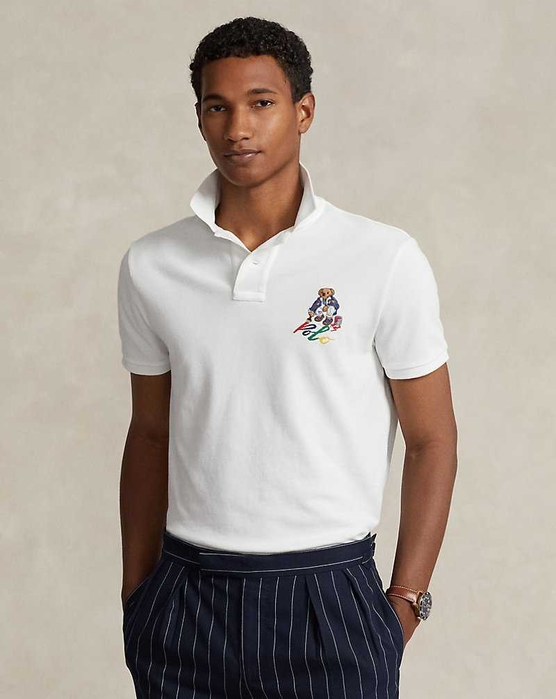 Camisa Polo Ralph Lauren Custom Slim Fit Bear Hombre Blancos | GXIAMZH-32 - vista 1