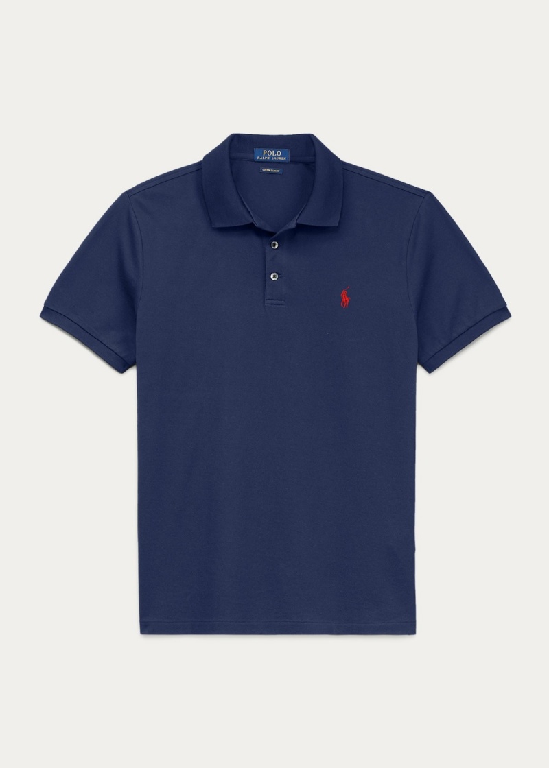 Camisa Polo Custom Slim Fit Stretch Mesh Hombre Azul Marino | PSFZ50184 - vista 2