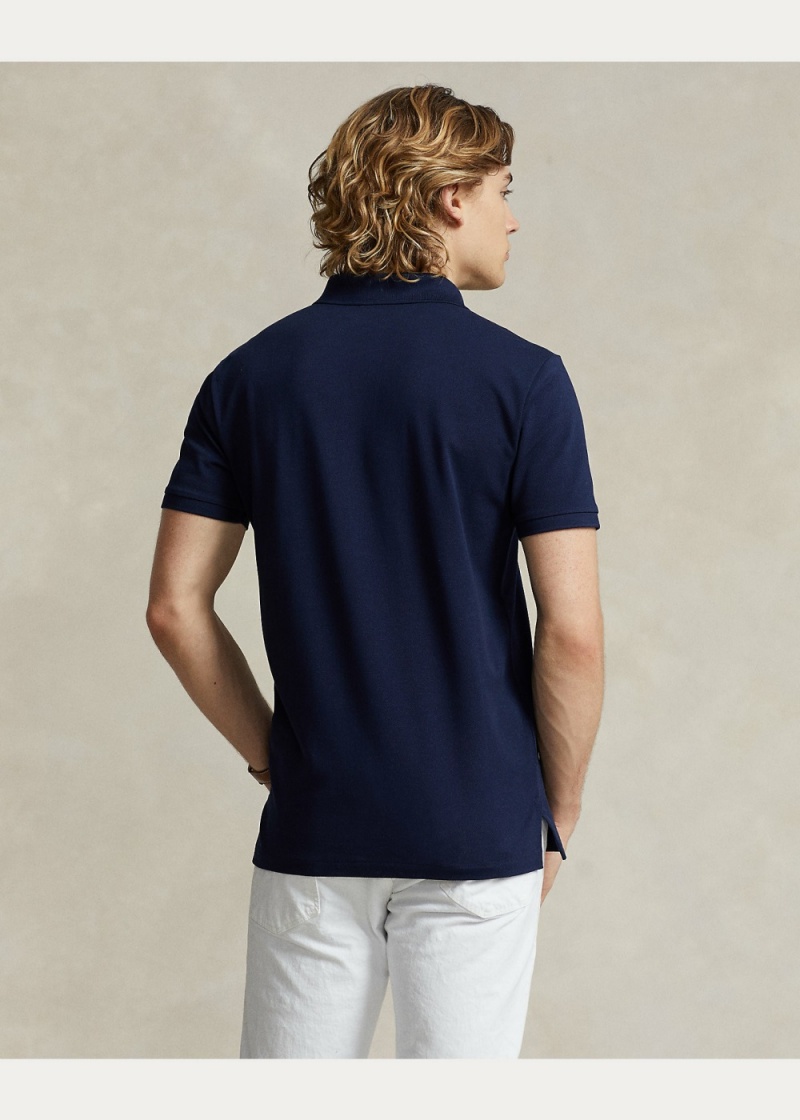 Camisa Polo Custom Slim Fit Stretch Mesh Hombre Azul Marino | PSFZ50184 - vista 4