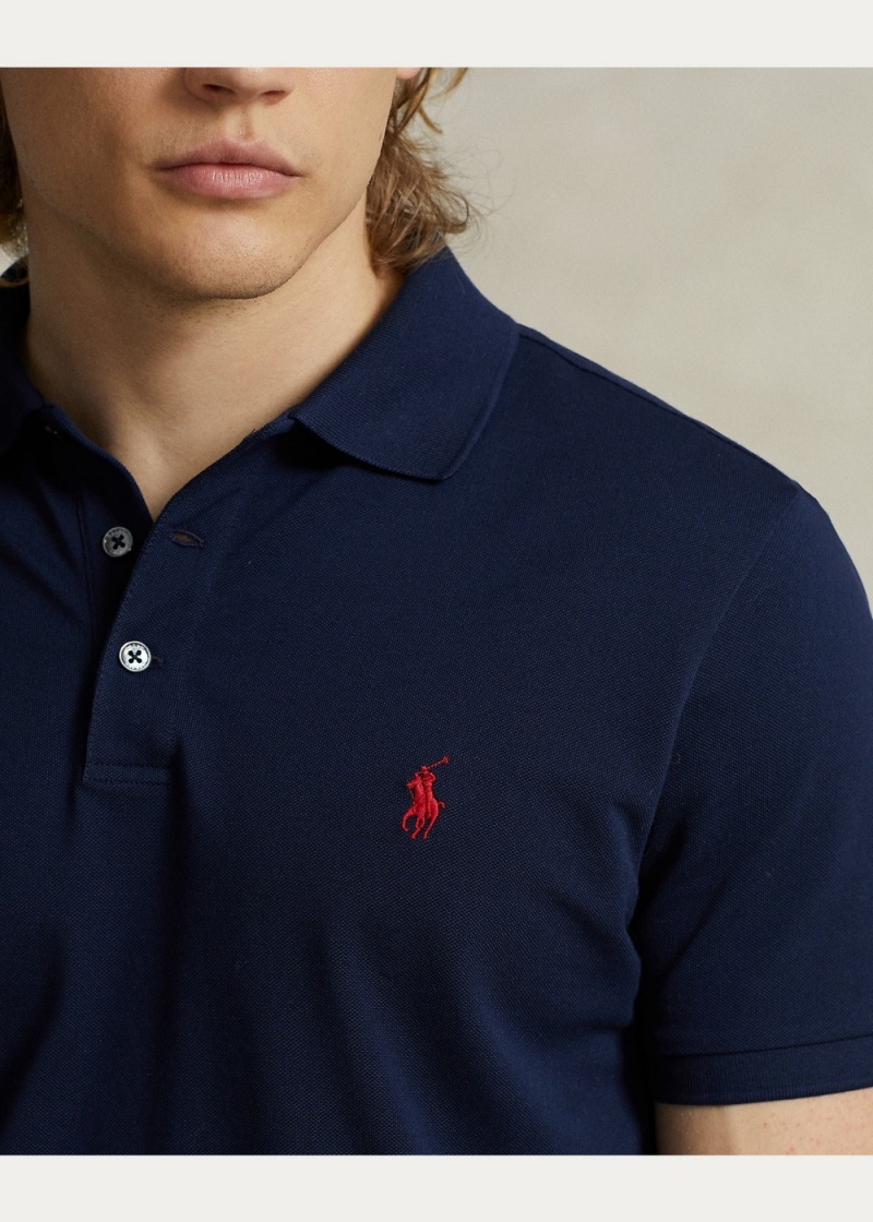 Camisa Polo Custom Slim Fit Stretch Mesh Hombre Azul Marino | PSFZ50184 - vista 5