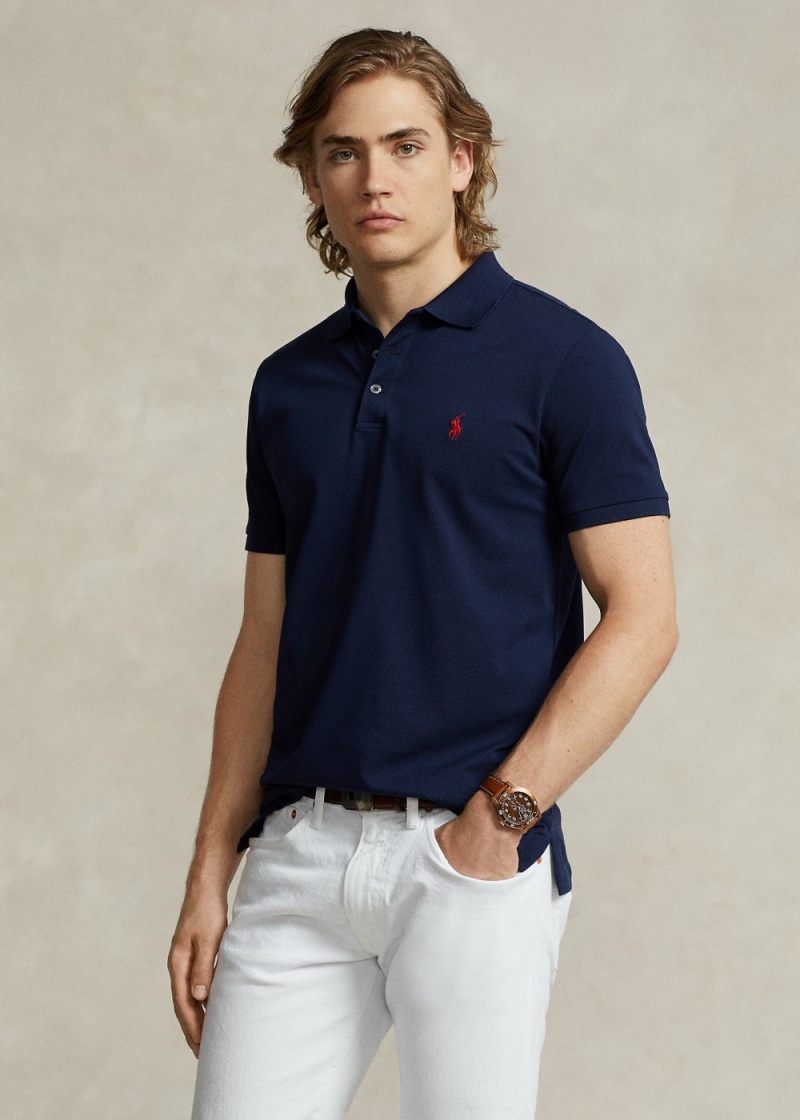 Camisa Polo Custom Slim Fit Stretch Mesh Hombre Azul Marino | PSFZ50184 - vista 1