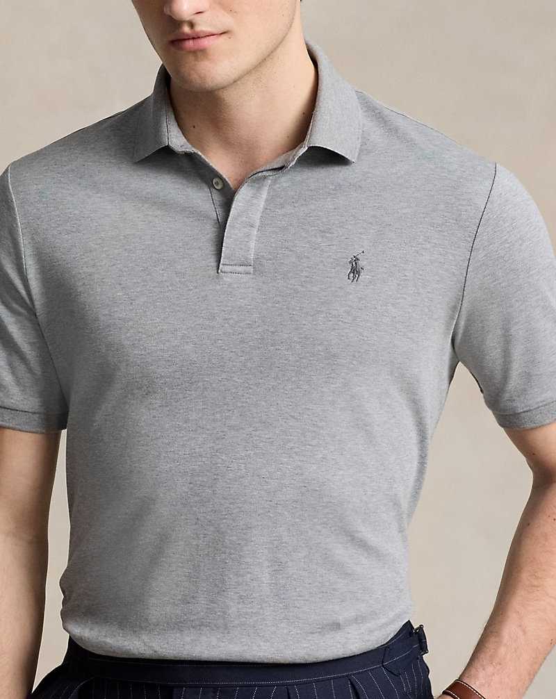 Camisa Polo Ralph Lauren Custom Slim Fit Soft Cotton Hombre Steel Heather | ZJOSQEH-65 - vista 5