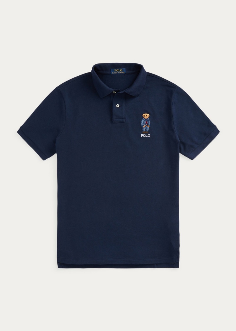 Camisa Polo Custom Slim Fit Polo Bear Hombre Azul Marino | ROPC97582 - vista 2
