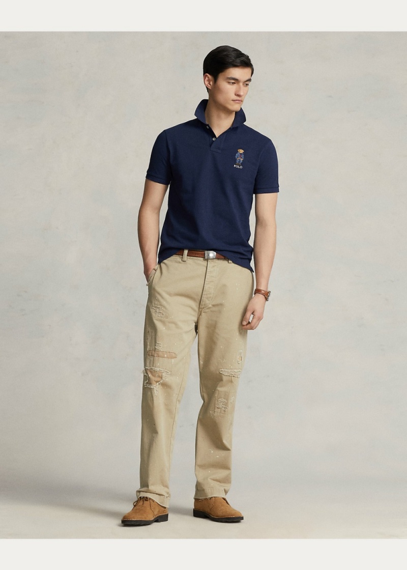 Camisa Polo Custom Slim Fit Polo Bear Hombre Azul Marino | ROPC97582 - vista 3