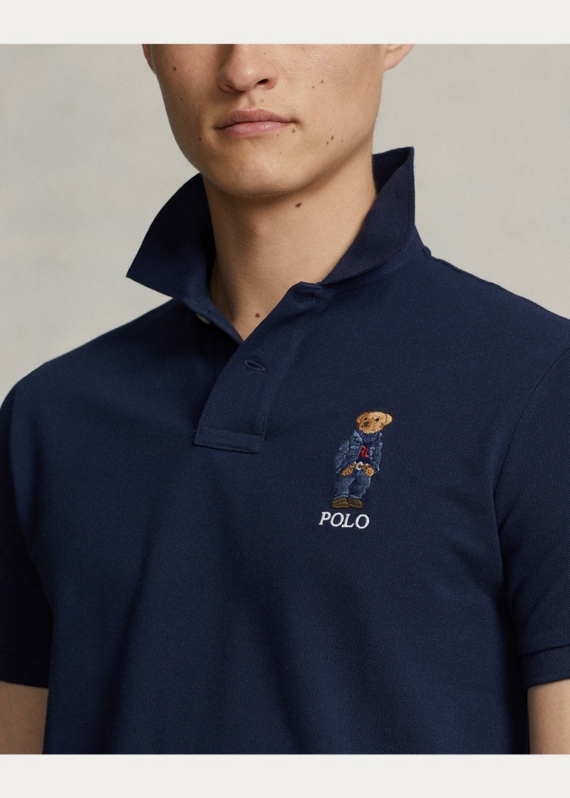 Camisa Polo Custom Slim Fit Polo Bear Hombre Azul Marino | ROPC97582 - vista 5