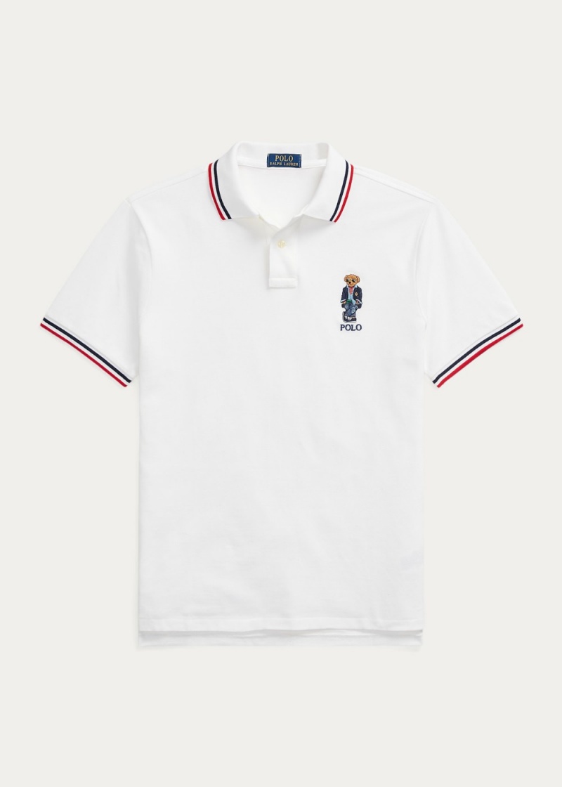 Camisa Polo Custom Slim Fit Polo Bear Hombre Blancos | MEFC76351 - vista 2