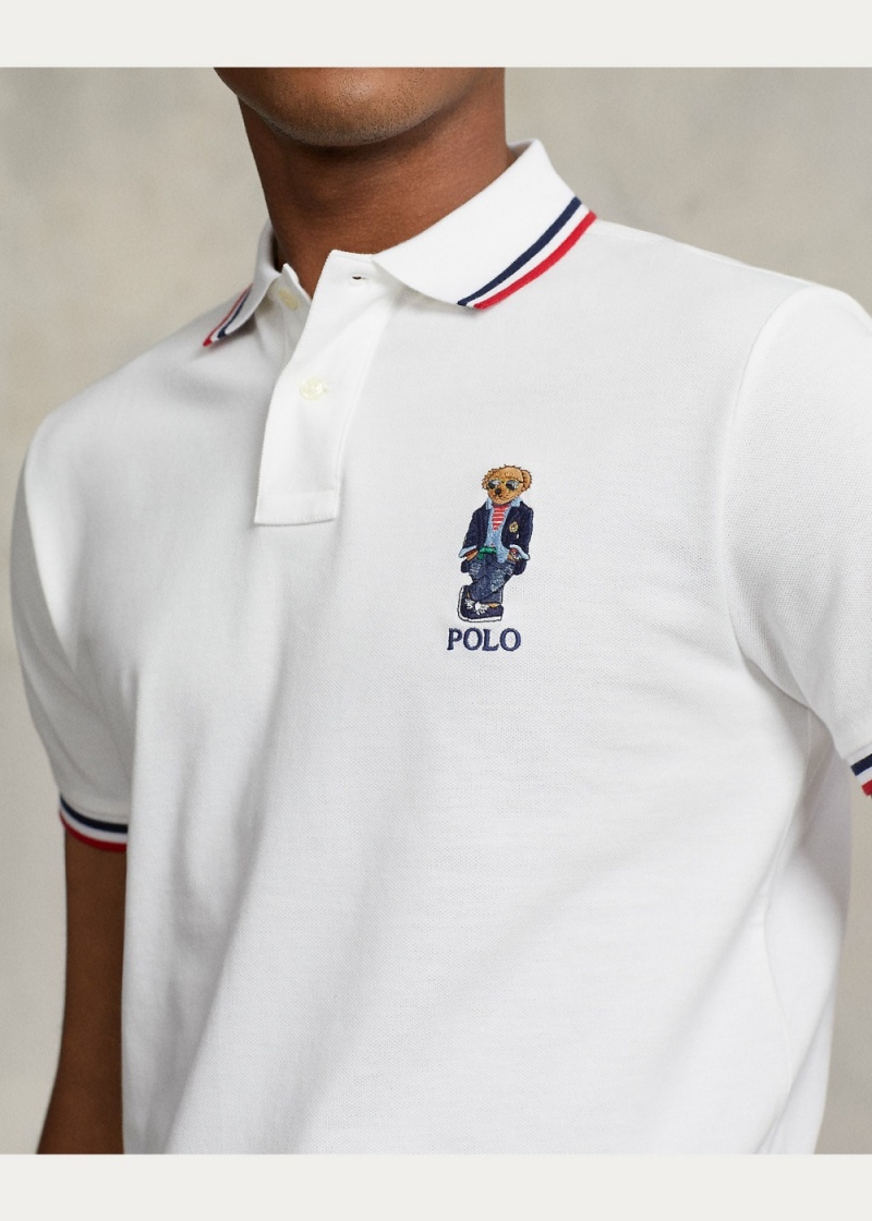 Camisa Polo Custom Slim Fit Polo Bear Hombre Blancos | MEFC76351 - vista 5