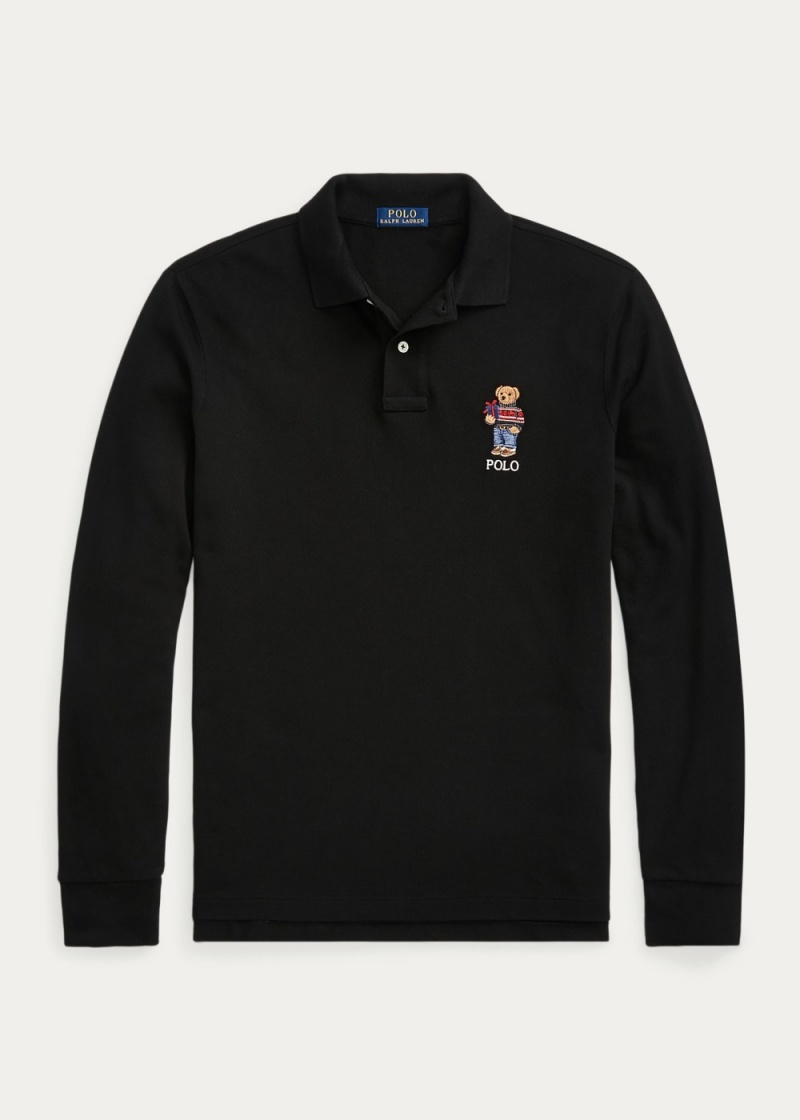 Camisa Polo Custom Slim Fit Polo Bear Hombre Negros | LFKZ41029 - vista 2