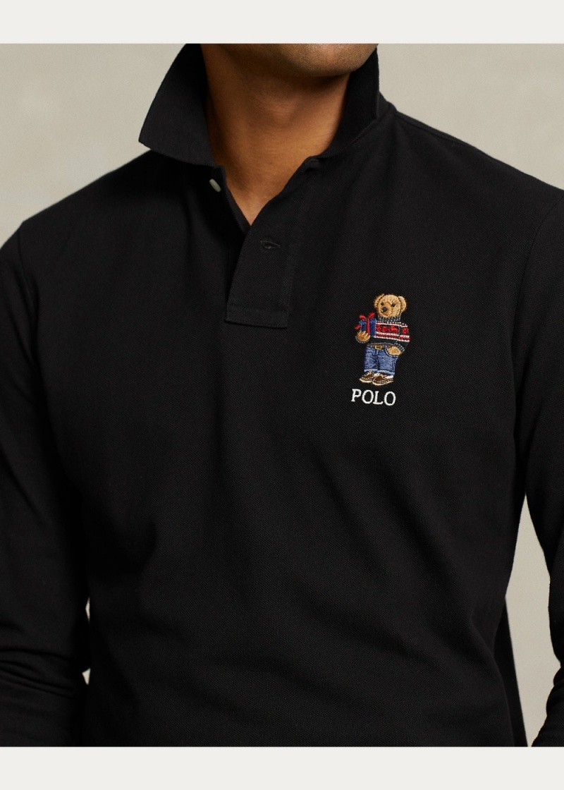Camisa Polo Custom Slim Fit Polo Bear Hombre Negros | LFKZ41029 - vista 5