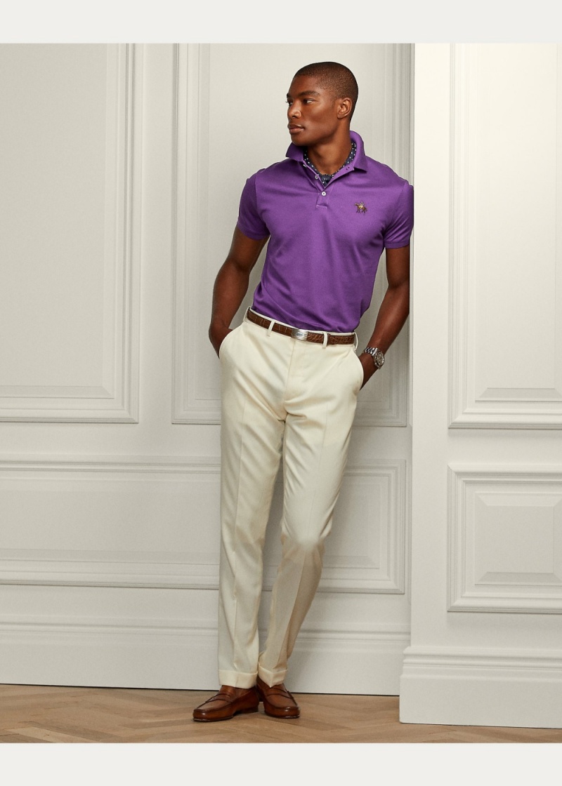 Camisa Polo Custom Slim Fit Pique Hombre Morados | XJHQ67912 - vista 3