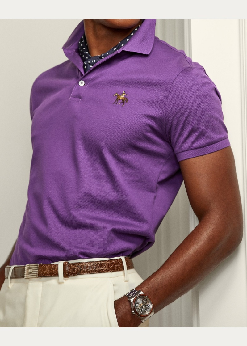 Camisa Polo Custom Slim Fit Pique Hombre Morados | XJHQ67912 - vista 5