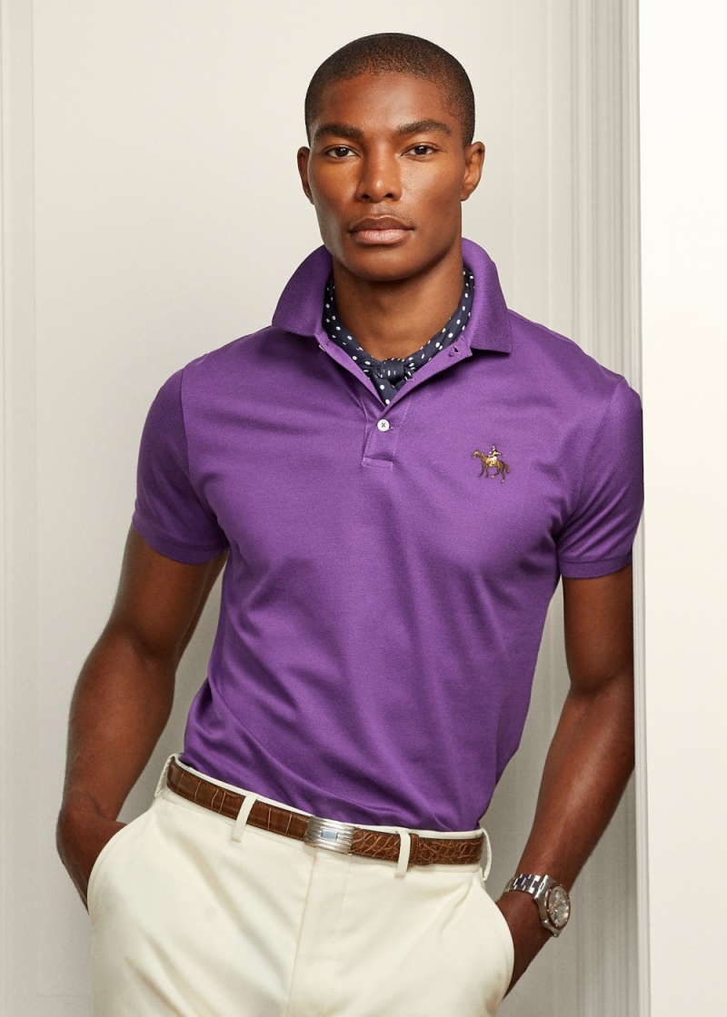 Camisa Polo Custom Slim Fit Pique Hombre Morados | XJHQ67912 - vista 1