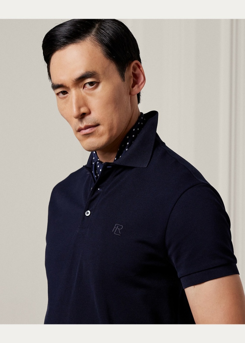 Camisa Polo Custom Slim Fit Pique Hombre Azul Marino | NHGM59170 - vista 5