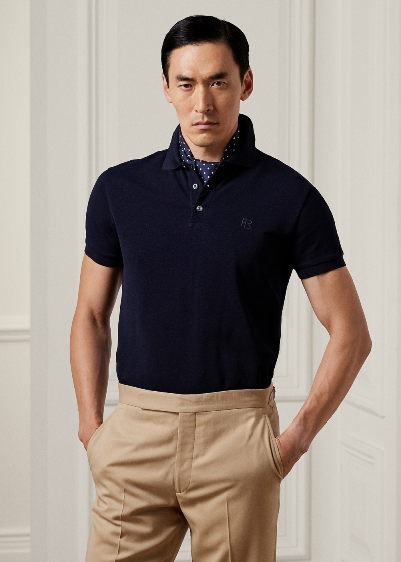 Camisa Polo Custom Slim Fit Pique Hombre Azul Marino | NHGM59170 - vista 1