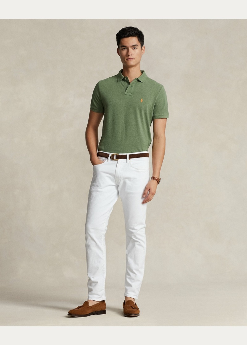 Camisa Polo Custom Slim Fit Mesh Hombre Verdes | AXGE95708 - vista 3