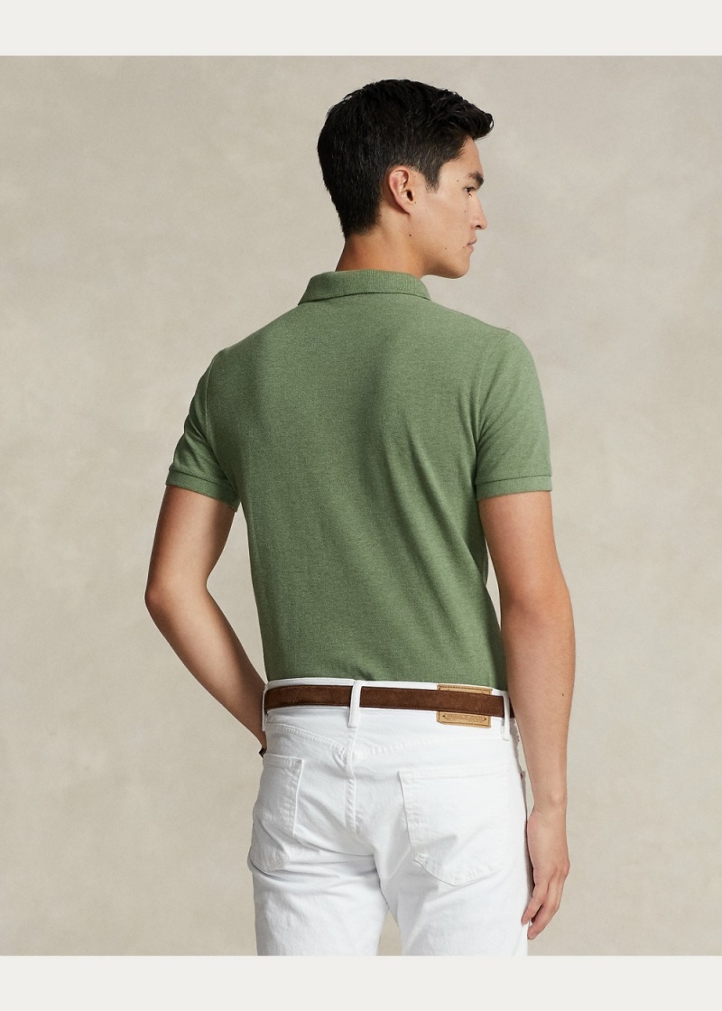 Camisa Polo Custom Slim Fit Mesh Hombre Verdes | AXGE95708 - vista 4