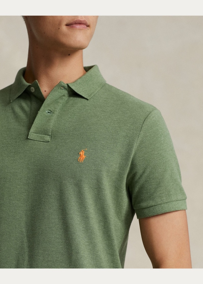 Camisa Polo Custom Slim Fit Mesh Hombre Verdes | AXGE95708 - vista 5