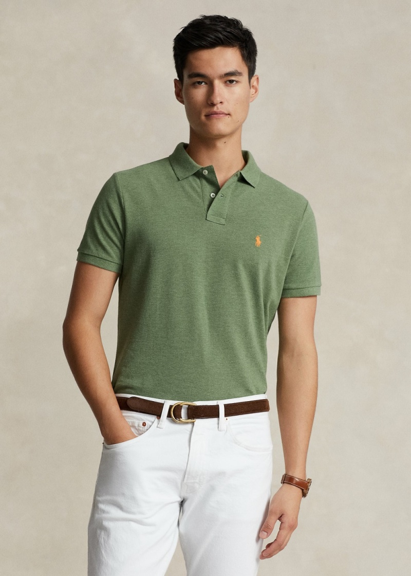 Camisa Polo Custom Slim Fit Mesh Hombre Verdes | AXGE95708 - vista 1
