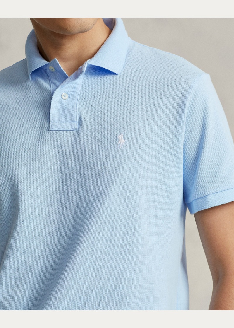 Camisa Polo Custom Slim Fit Mesh Hombre Azules | FQJW07894 - vista 3