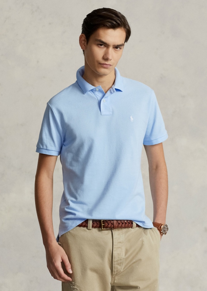 Camisa Polo Custom Slim Fit Mesh Hombre Azules | FQJW07894 - vista 1