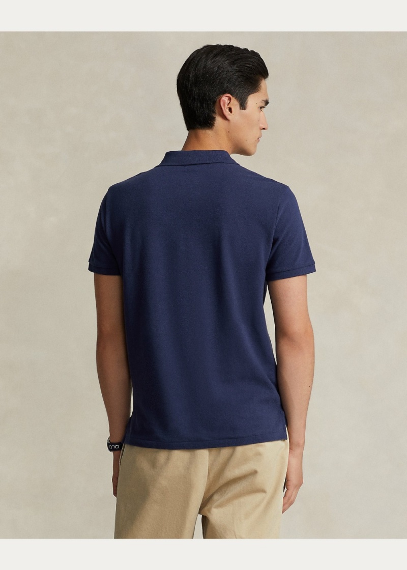 Camisa Polo Custom Slim Fit Logo Mesh Hombre Azul Marino | HJYE10825 - vista 3