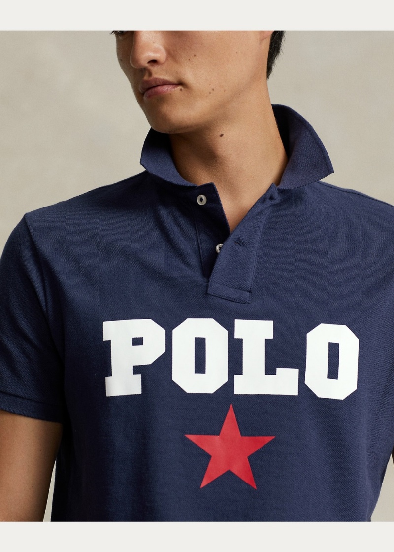 Camisa Polo Custom Slim Fit Logo Mesh Hombre Azul Marino | HJYE10825 - vista 4